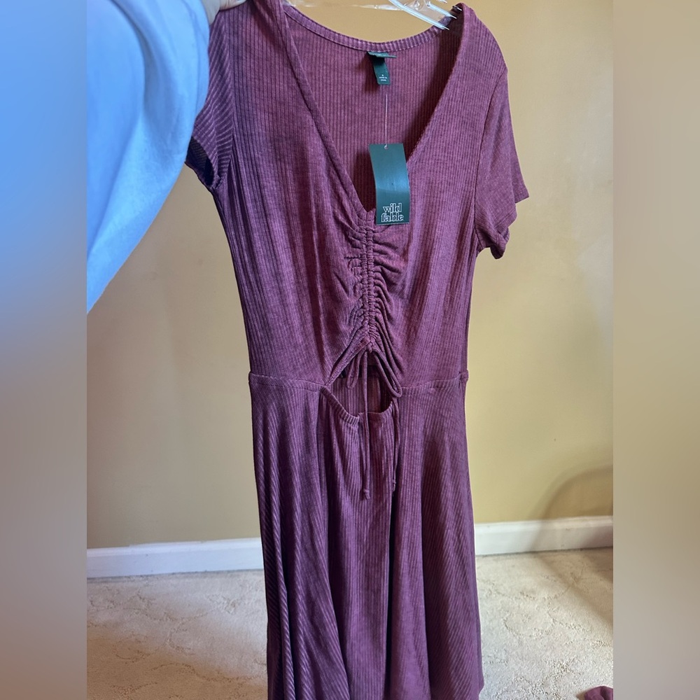 Wild Fable Mauve Ruched Midi Dress